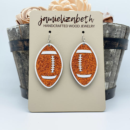 Glitter Football Earrings - Choose Your Own Team Color!
