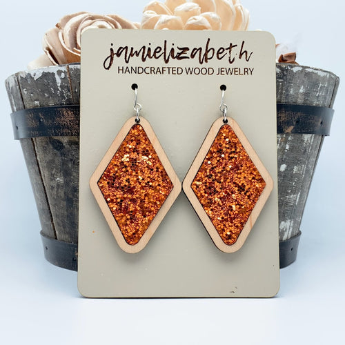 Orange Glitter Earrings