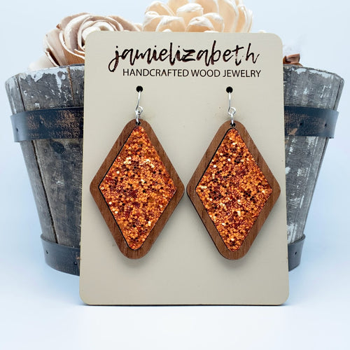 Orange Glitter Earrings