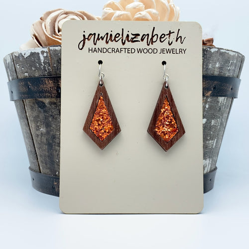 Orange Glitter Earrings