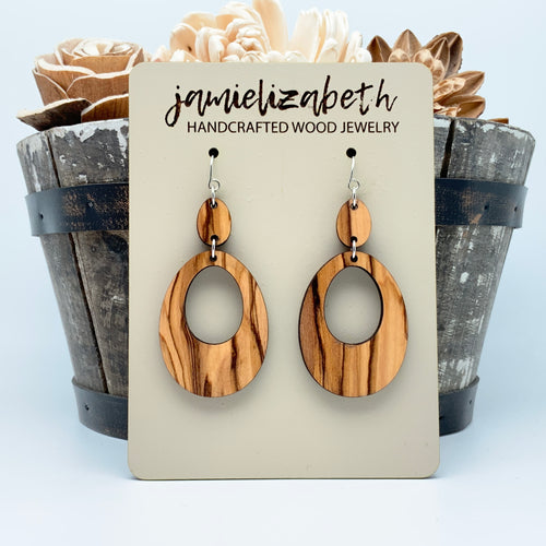 Olive Drops - Earrings (Olivewood from the Holy Land) (Vault)