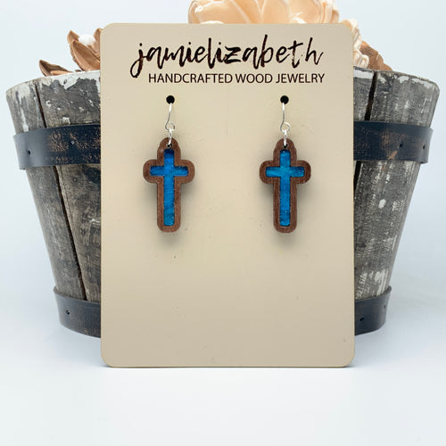 Angelic Blue - Tall Cross Earrings (Vault)