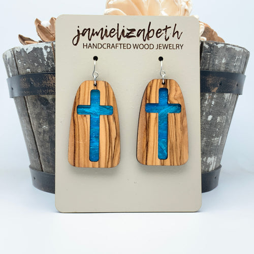 My Rock - Angelic Blue - Cross Earrings (Vault)