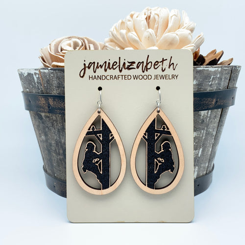Lineman Teardrop Hoop Earrings or Necklace