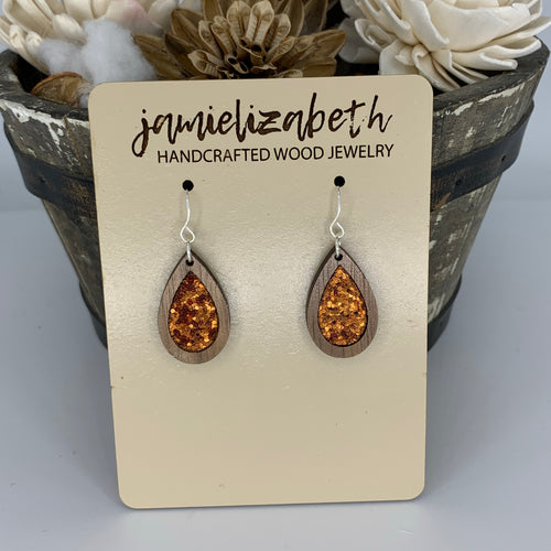 Orange Glitter Earrings