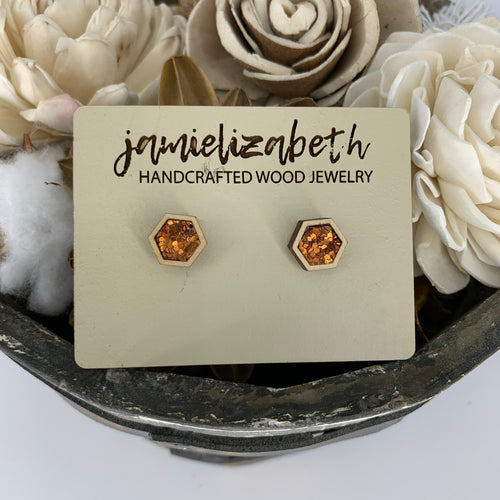 Orange Glitter Earrings