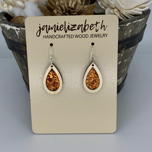 Orange Glitter Earrings