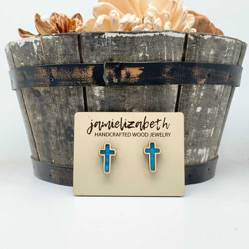 Angelic Blue - Tall Cross Earrings (Vault)