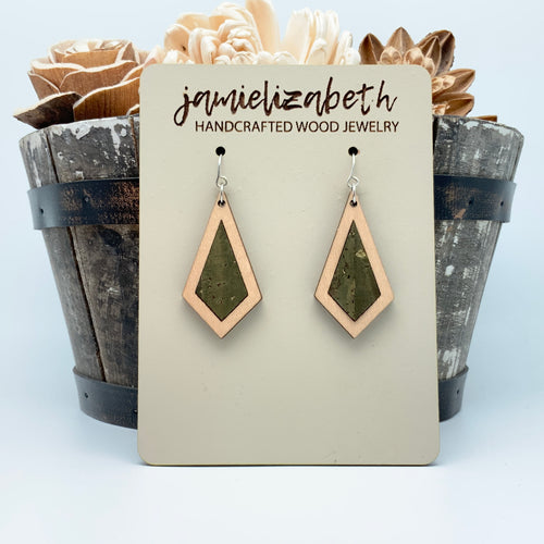 Olive Green Cork Earrings