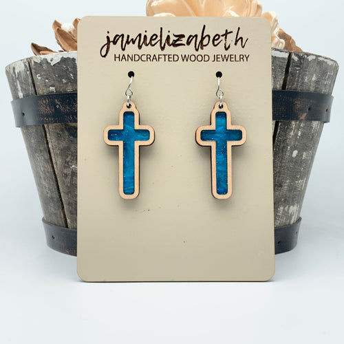 Angelic Blue - Tall Cross Earrings (Vault)