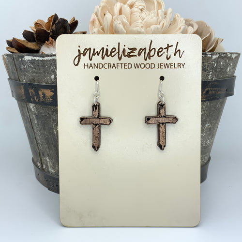 Old Rustic Cross Earrings or Necklace