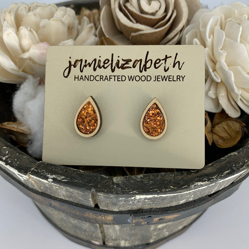 Orange Glitter Earrings