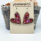 Love-struck Wood Hand-Drawn Heart Earrings (Vault)