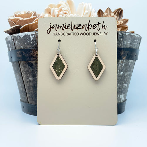 Olive Green Cork Earrings