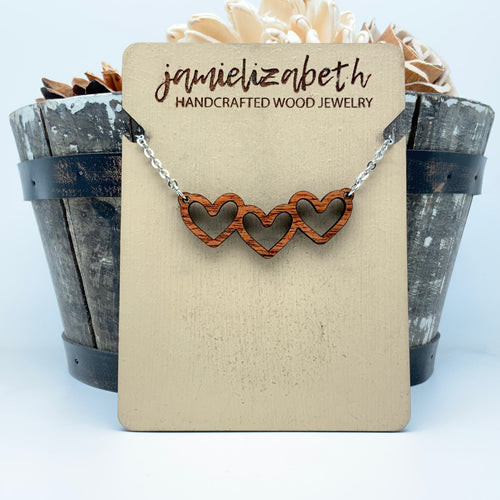 Falling Hearts Wood Earrings (Vault)