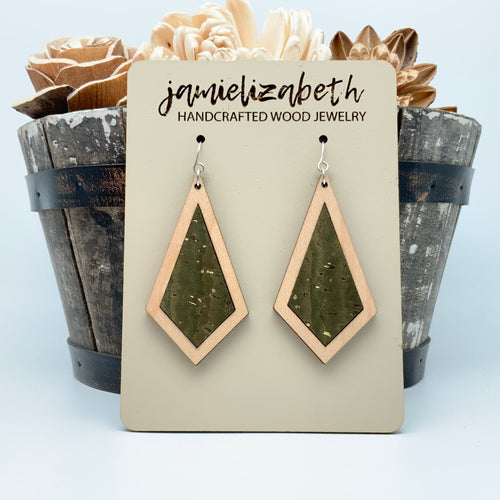 Olive Green Cork Earrings