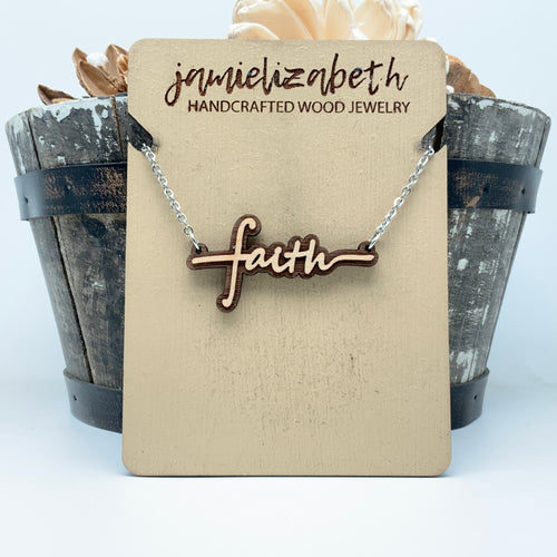 Faith Two-Toned Just Wood - Necklace