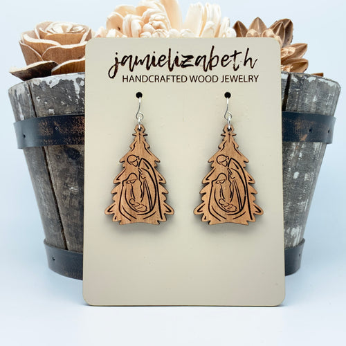 Away In A Manger - Earrings (Olivewood from the Holyland)  (Vault)