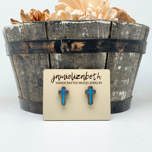 Angelic Blue - Tall Cross Earrings (Vault)
