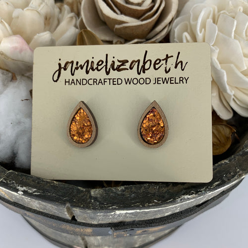 Orange Glitter Earrings