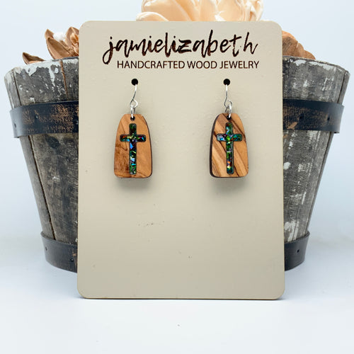 My Rock - Confetti Glass - Cross Earrings or Necklace