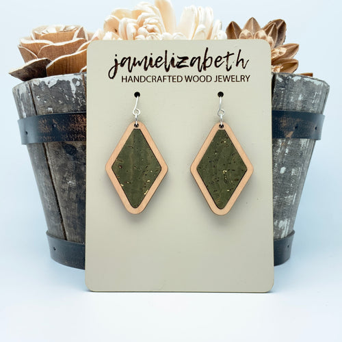 Olive Green Cork Earrings