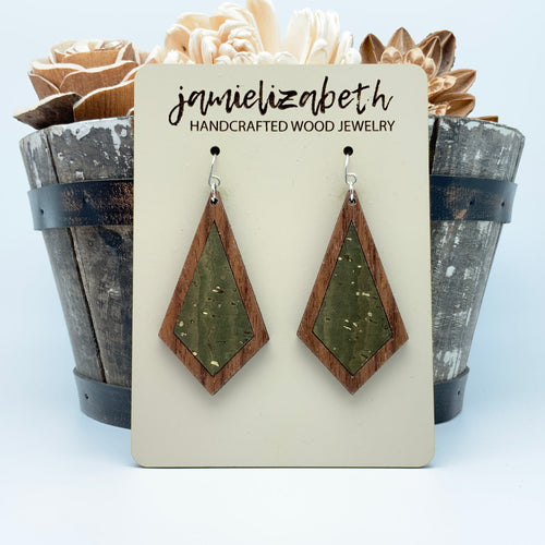 Olive Green Cork Earrings