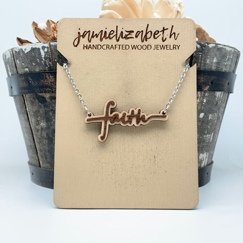 Faith Two-Toned Just Wood - Necklace
