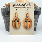 Rolling Stone - Transparent Cross - Olivewood Earrings (Vault)