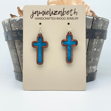 Load image into Gallery viewer, Angelic Blue - Tall Cross Earrings (Vault)
