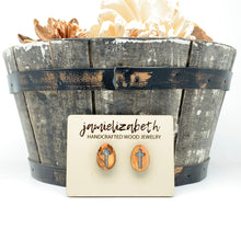 Load image into Gallery viewer, Rolling Stone - Pearl White Cross - Olivewood Earrings (Vault)
