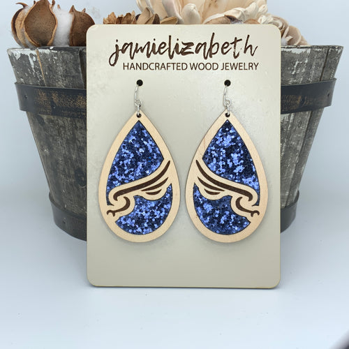 Lifegate Falcons Blue or Silver Glitter Earrings or Necklace