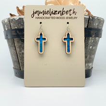 Load image into Gallery viewer, Angelic Blue - Tall Cross Earrings (Vault)
