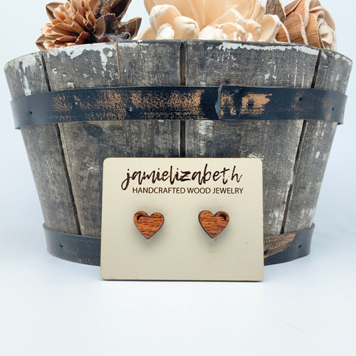 Wood Heart Studs: Small & Tiny (Mesquite Added)