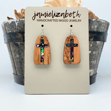 Load image into Gallery viewer, My Rock - Confetti Glass - Cross Earrings or Necklace
