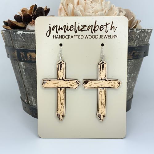 Old Rustic Cross Earrings or Necklace