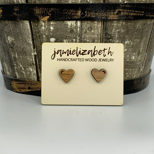 Wood Heart Studs: Small & Tiny (Mesquite Added)