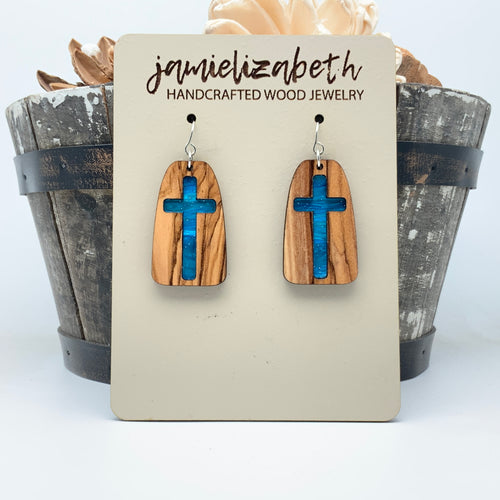 My Rock - Angelic Blue - Cross Earrings (Vault)