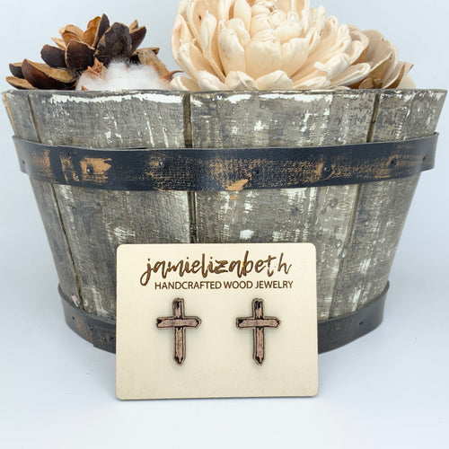 Old Rustic Cross Earrings or Necklace