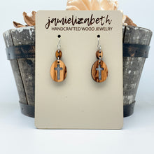 Load image into Gallery viewer, Rolling Stone - Pearl White Cross - Olivewood Earrings (Vault)
