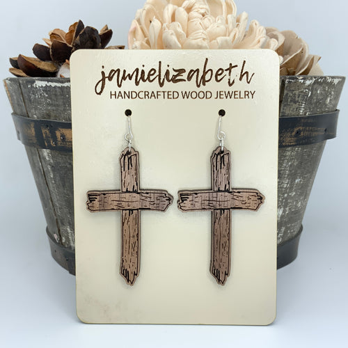 Old Rustic Cross Earrings or Necklace