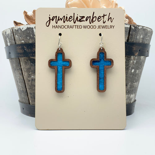 Angelic Blue - Tall Cross Earrings (Vault)
