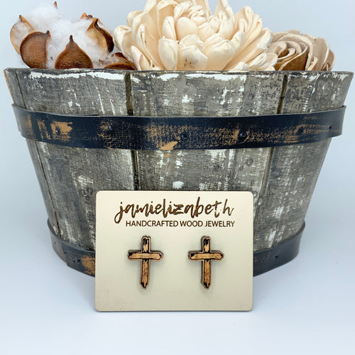 Old Rustic Cross Earrings or Necklace