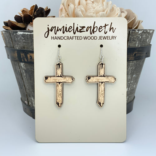 Old Rustic Cross Earrings or Necklace