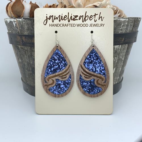 Lifegate Falcons Blue or Silver Glitter Earrings or Necklace